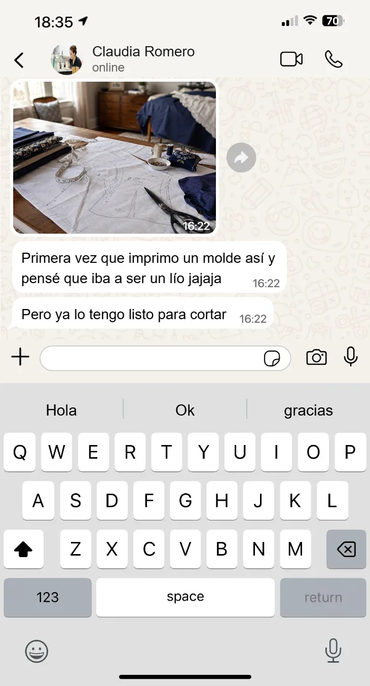 TESTIMONIO: captura real de WhatsApp 2 de 8 — imprimió en su impresora de casa y el cuadro de control midió exacto