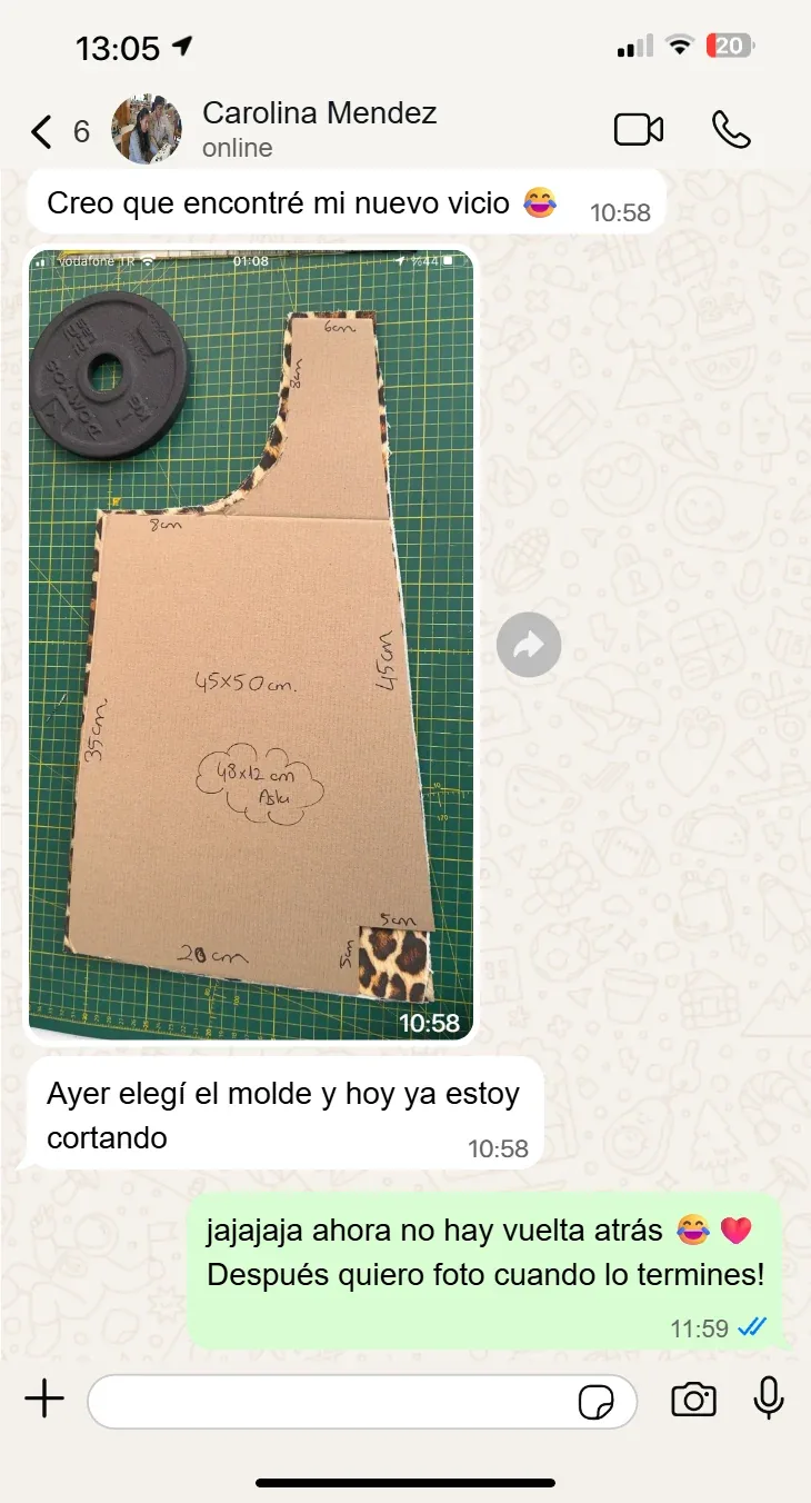 TESTIMONIO: captura real de WhatsApp 4 de 8 — dejó de trazar cada molde y entrega más rápido
